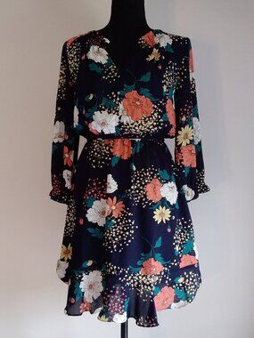 Eclair Graphic Floral Print Dress Sz XS